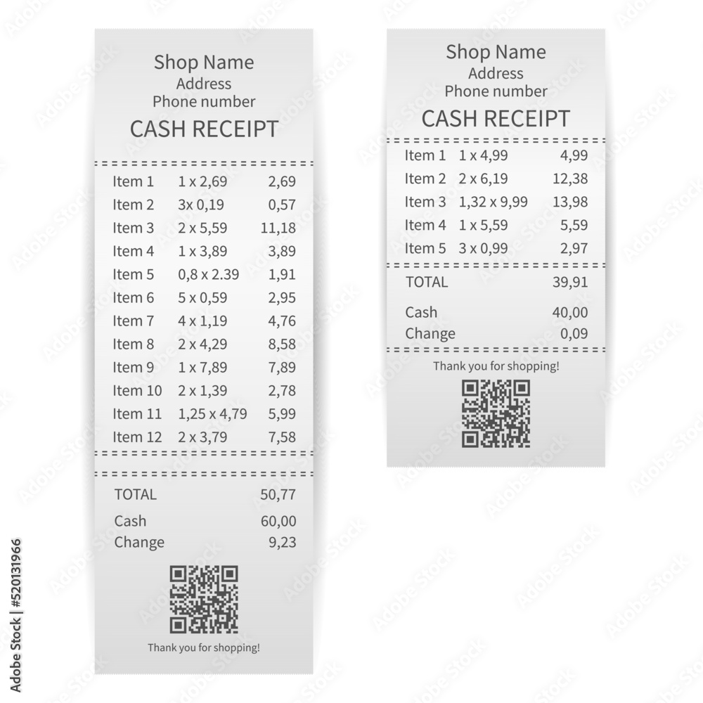 Naklejka premium Printed receipts