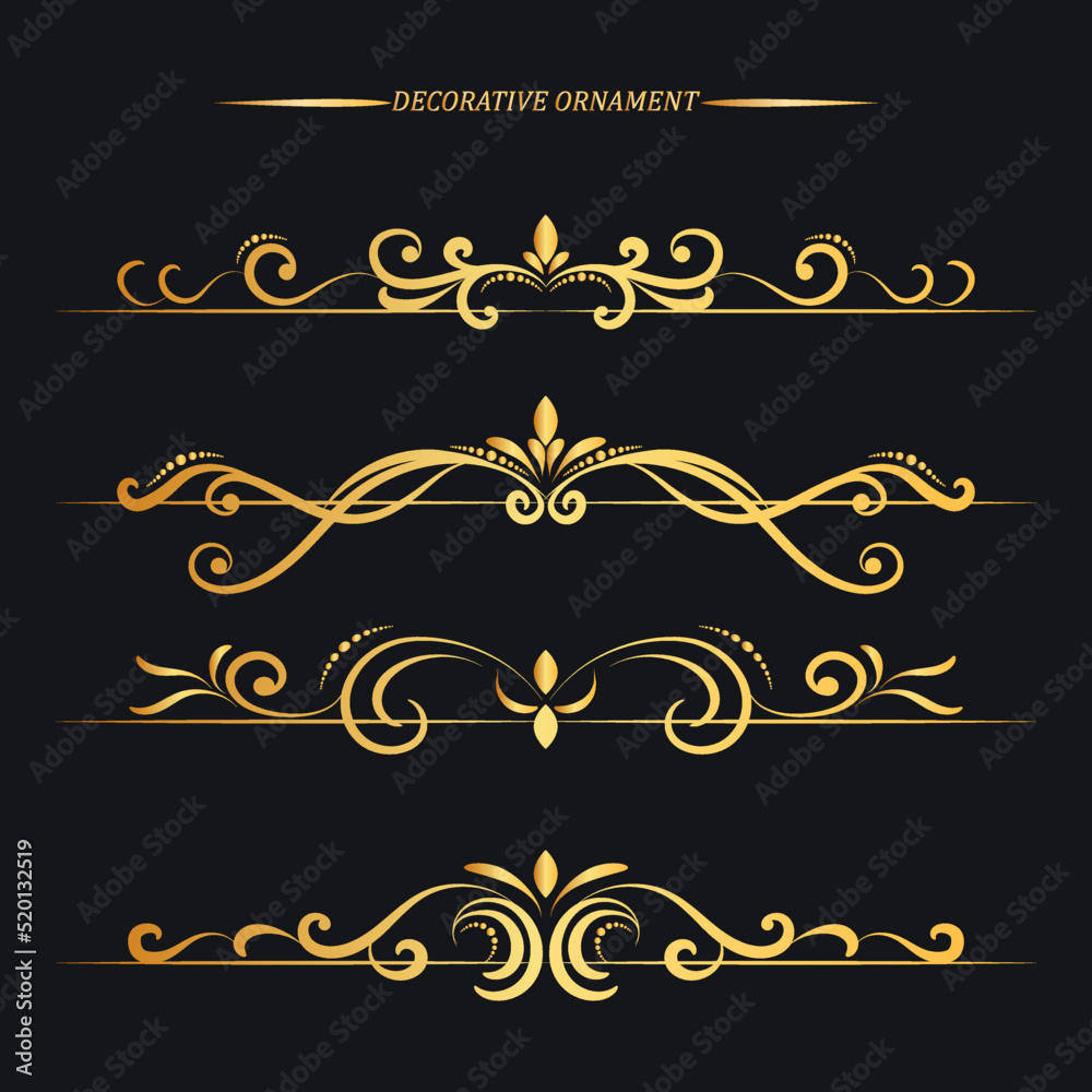 Set of ornamental decorative and divider hand drawing