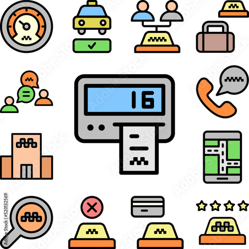 Taximeter icon in a collection with other items