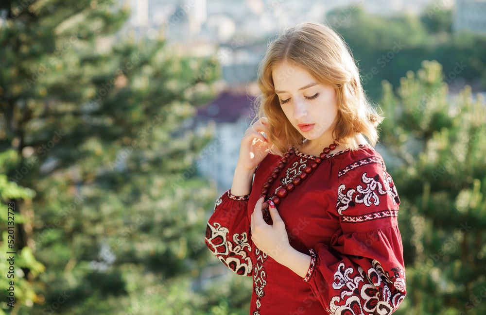 Portrait of a beautiful blonde in traditional national clothes. Portrait of a beautiful blonde in traditional national clothes.