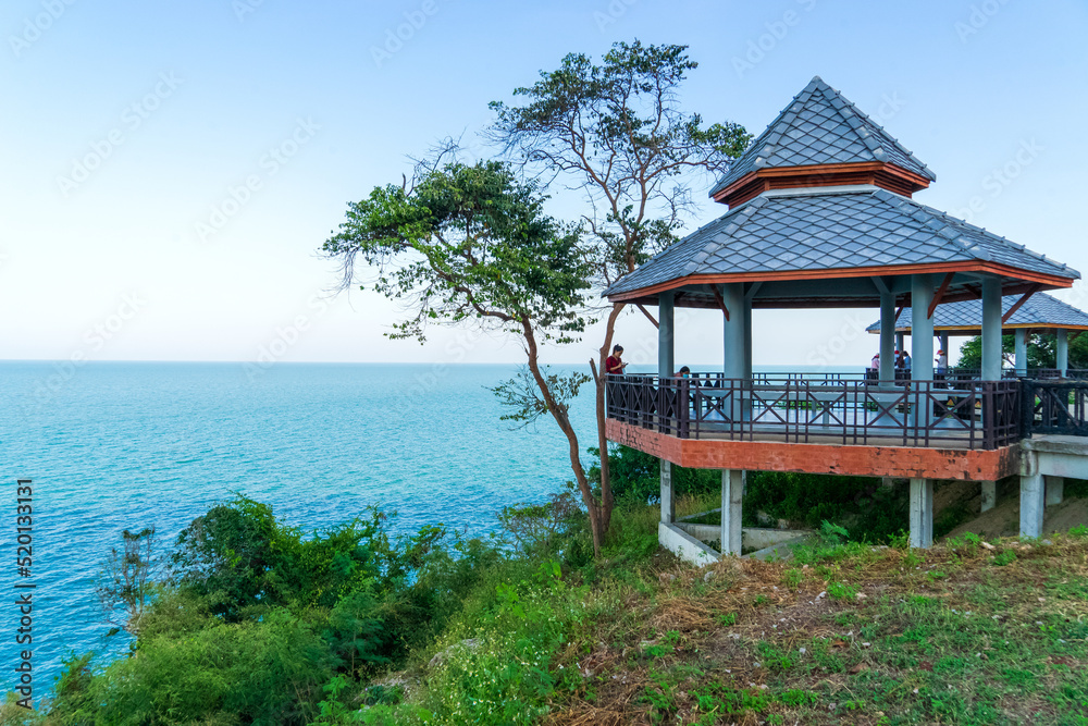 Fototapeta premium gazebo is viewpoint on the beach at Khanom ,nakhon si thammarat Thailand.