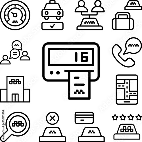 Taximeter icon in a collection with other items