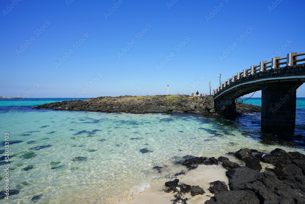 seaside bridge and clear water