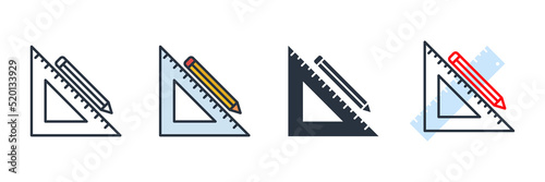 ruler icon logo vector illustration. Measurement and triangle ruler symbol template for graphic and web design collection