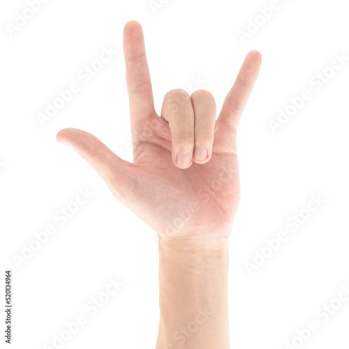 Love sign hand gesture isolated on white background, Clipping path Included.