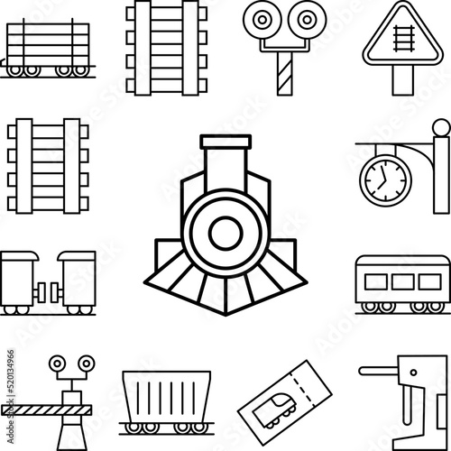 Train transport icon in a collection with other items