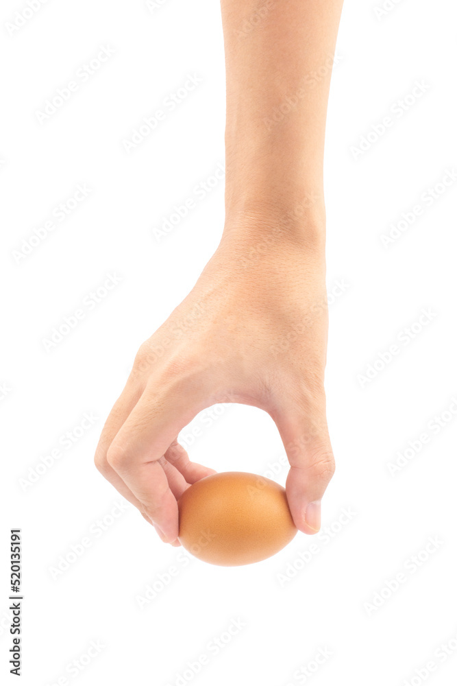 Asian hand holding egg or picking up eggs, Isolated on white background, Clipping path Included. Asian hand holding egg or picking up eggs, Isolated on white background, Clipping path Included.