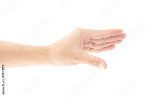 A hand that is holding or picking or gripping up something, Isolated on white background, Clipping path Included.