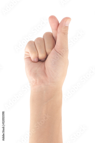 Korean style mini heart hand gesture, Symbolic of love, Isolated on white background, Clipping path Included.