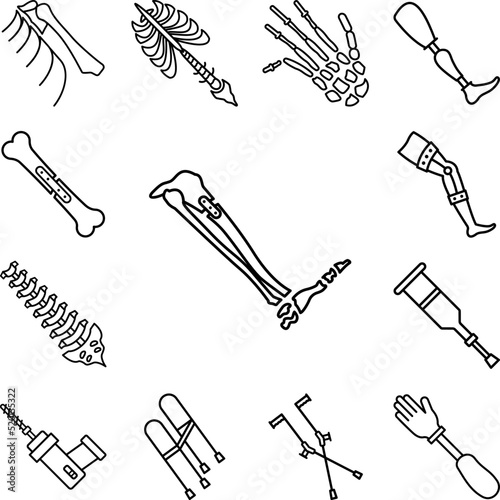 Obraz na plátně Leg fracture crack bone icon in a collection with other items