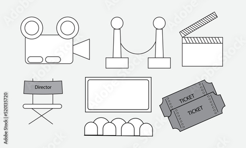 cinema vector icon camera director multimedia entertainment ticket reel design