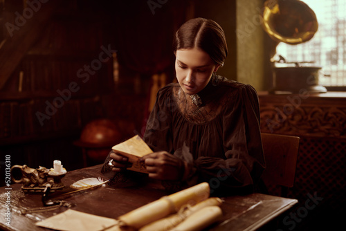 aristocratic girl reading letter