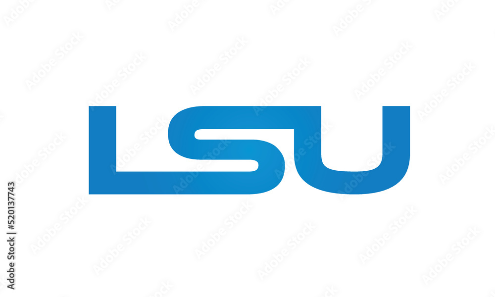Connected LSU Letters logo Design Linked Chain logo Concept Connected LSU Letters logo Design Linked Chain logo Concept