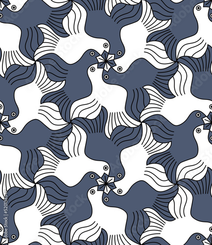 Obraz na płótnie Dove Birds Tessellation Pattern w salonie