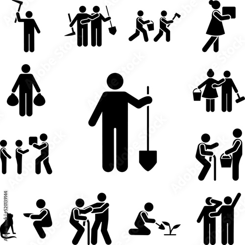 Community park spade tool icon in a collection with other items