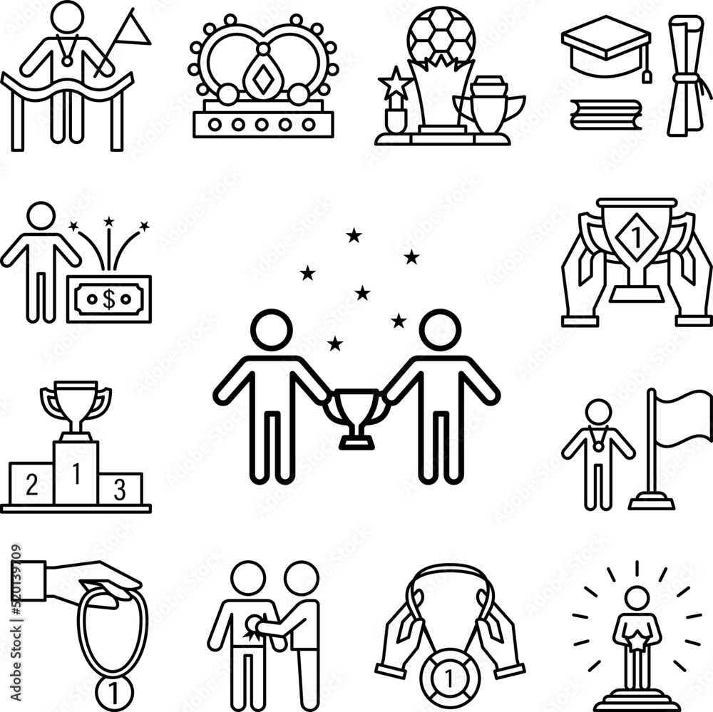 Fototapeta premium Competition, winner icon in a collection with other items