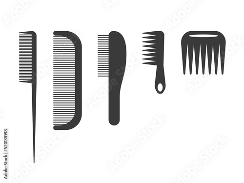 Different kinds of hair comb flat set. Barber flat combs vector set