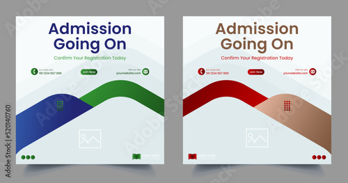 school admission or education social media template premium vector, back to school admission social media post template