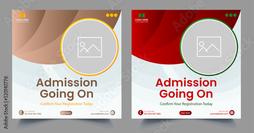 school admission or education social media template premium vector, back to school admission social media post template