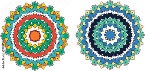 Colorful Mandala Floral Ornate Design Circle