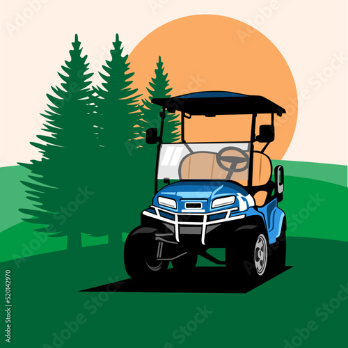 golf cart illustration design logo icon vector