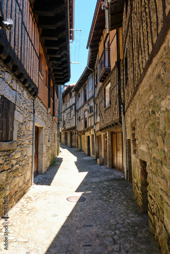 Narrow cobbled streets of, La Alberca, a small town in Spain. It was the first Spanish town declared a Historic-Artistic Site, in 1940. © Fernando