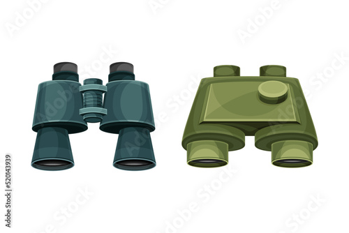 Binoculars or Field Glasses as Two Refracting Telescopes for Viewing Distant Object Vector Set