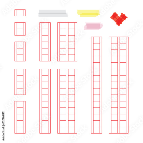 컬러풀 원고지_글자 개수별 조각-02. 세로, 빨강