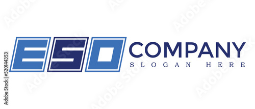 ESO three Letter Rounded rectangle boxes shape element symbol digital initial technology Media business  logo design, Vector Template