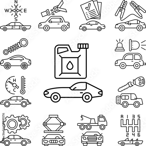 Oil can, car repair icon in a collection with other items