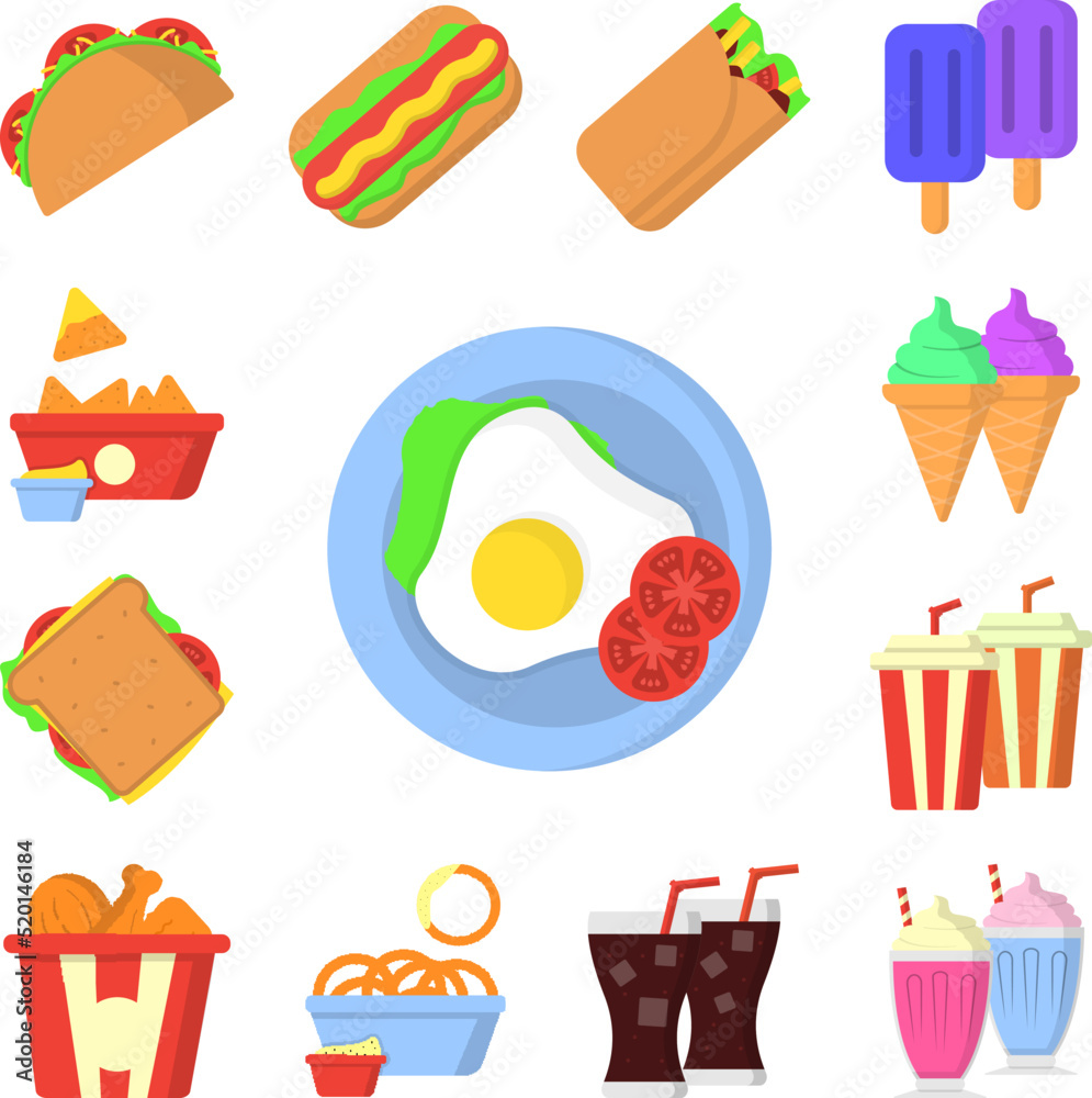 Fototapeta premium Fried egg tomato color icon in a collection with other items