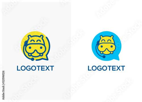 Hippo Chat Bot logo illustration design [vector]