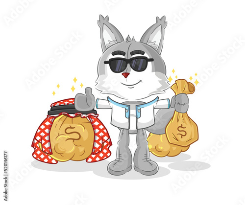 wolf rich arabian mascot. cartoon vector
