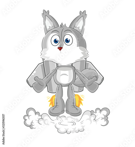 wolf with jetpack mascot. cartoon vector