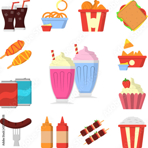 Milkshake cocktail color icon in a collection with other items