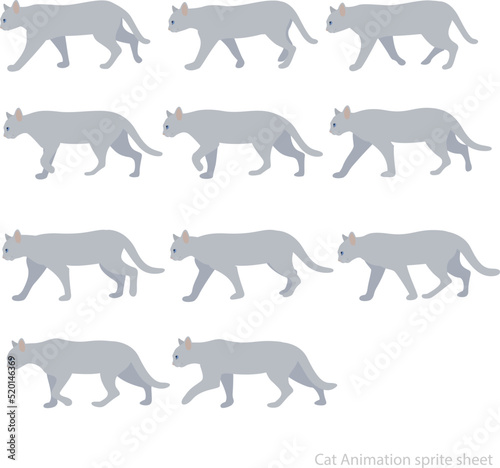 Cat Walk - Animation sprite sheet  walk cycle Animation sequence  animation frames