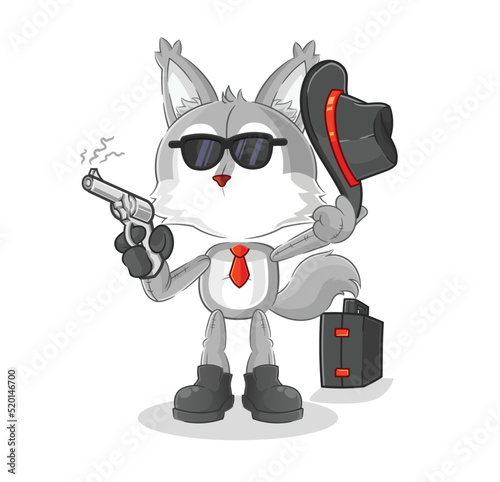 wolf mafia with gun character. cartoon mascot vector © dataimasu
