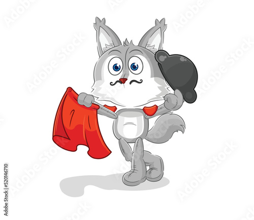 wolf matador with red cloth illustration. character vector
