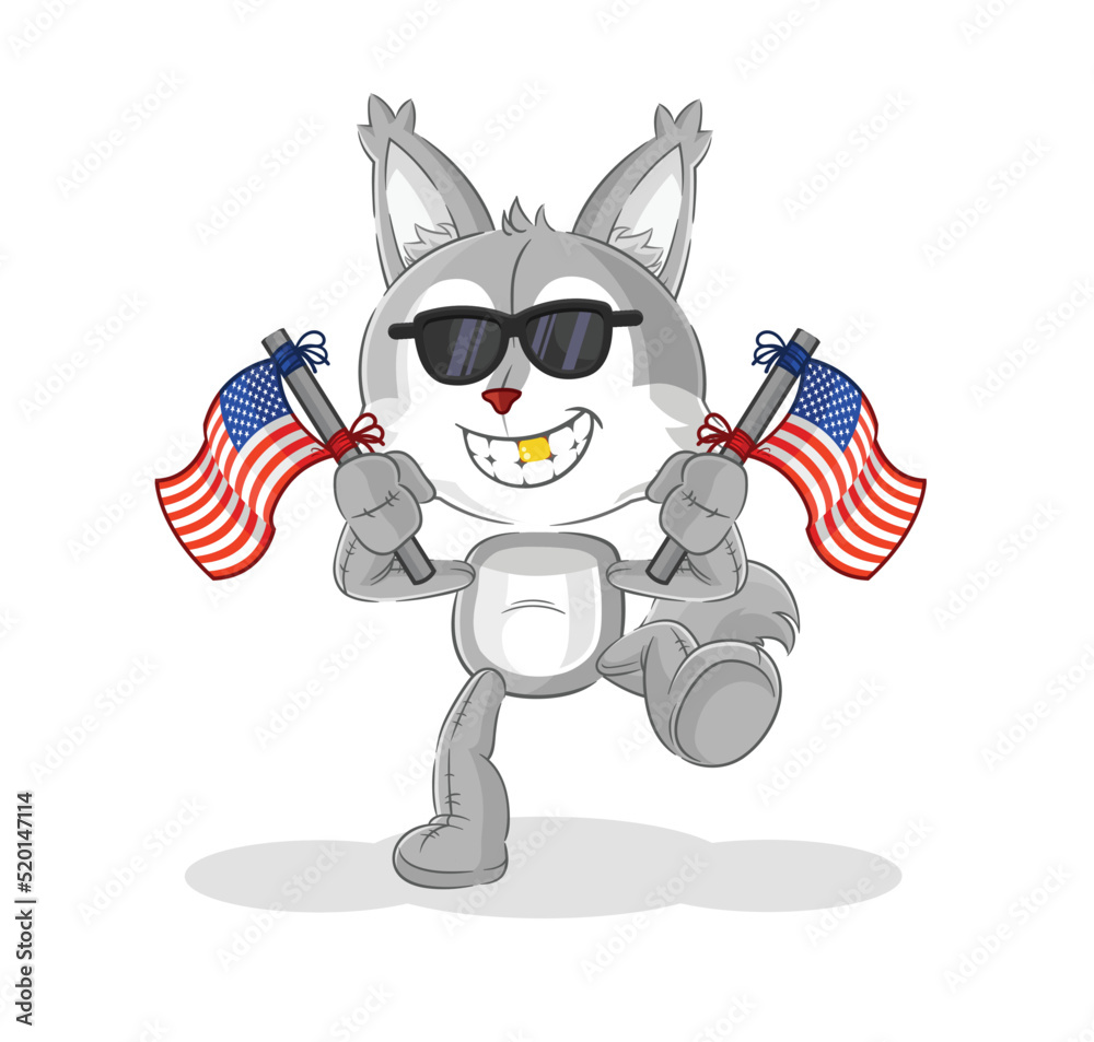 wolf american youth cartoon mascot vector