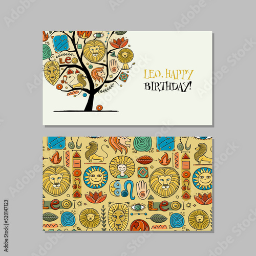 Leo zodiac sign, concept art for your project. Creative ideas for cards, banner, web, promotional materials. Corporate identity template. Vector illustration