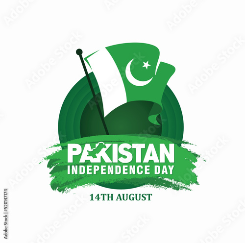 Karachi - August 14, 2022. Pakistan Independence Day. 75 Years Anniversary. Jubilee logo. Vector Illustration.