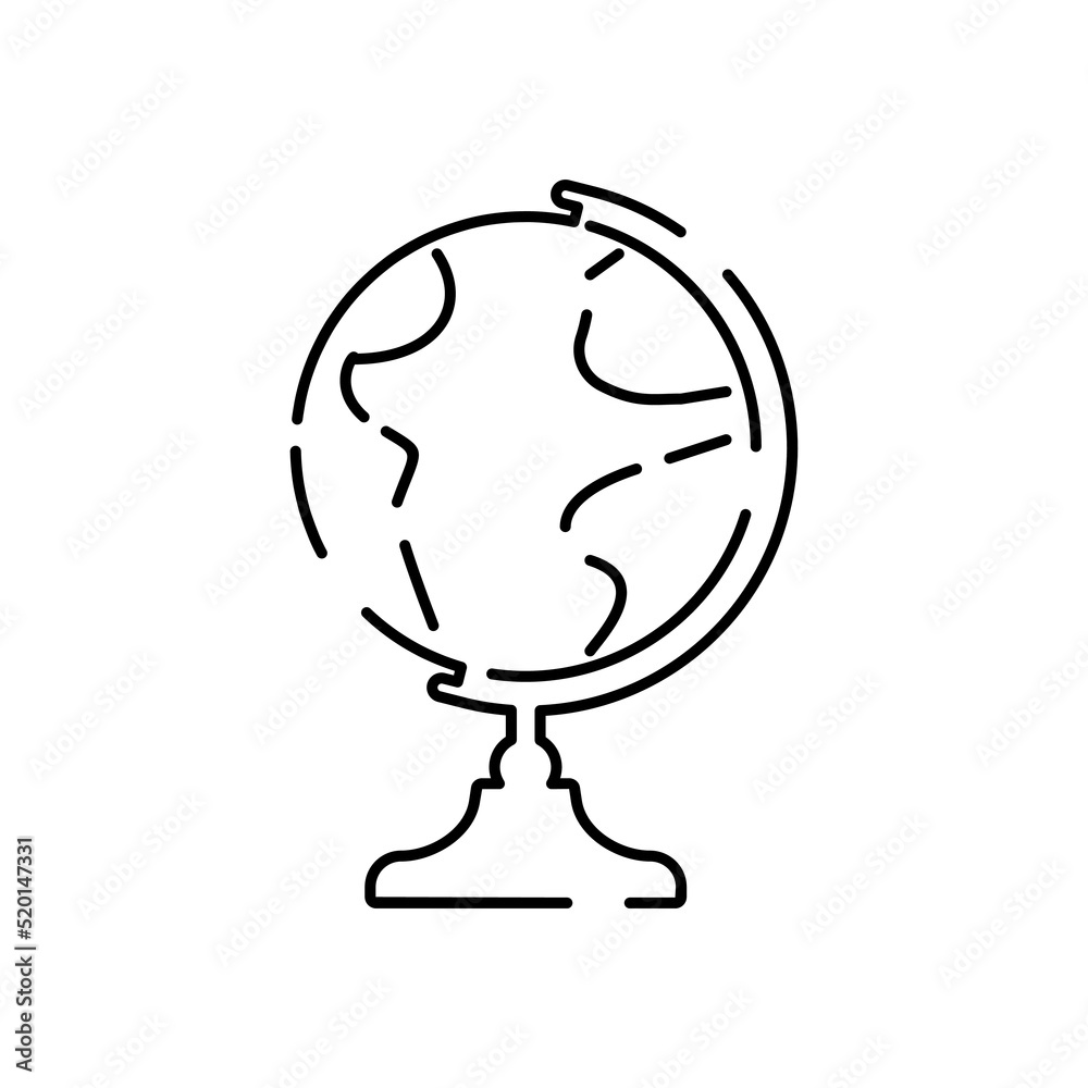 Back to School thin line icon. Vector education icons. Lesson, Study, Learning, Courses. Geography globe earth Back to School thin line icon. Vector education icons. Lesson, Study, Learning, Courses. Geography globe earth