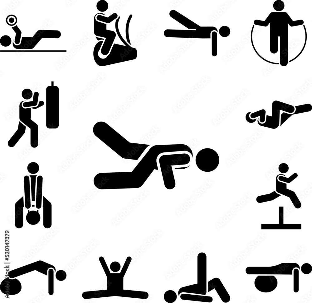 Fitness gym man dumbbell training with arrow pictogram icon in a collection with other items Fitness gym man dumbbell training with arrow pictogram icon in a collection with other items