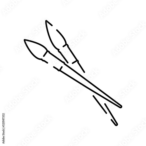 Back to School thin line icon. Vector education icons. Lesson, Study, Learning, Courses. Paint brush