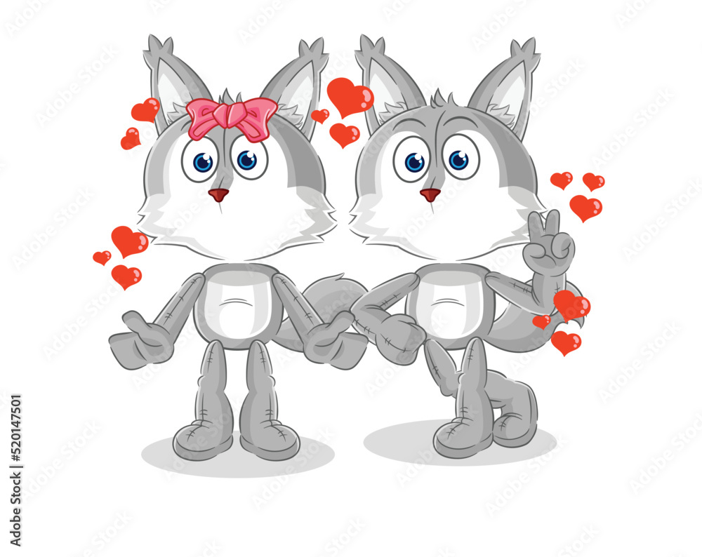 Obraz premium wolf dating cartoon. character mascot vector