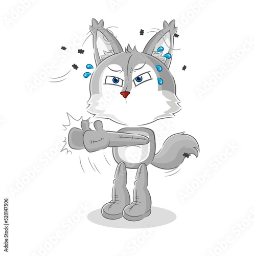 wolf swat fly character. cartoon mascot vector