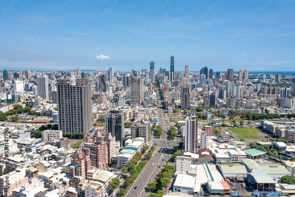 Aerial  view of Kaohsiung city , Taiwan.