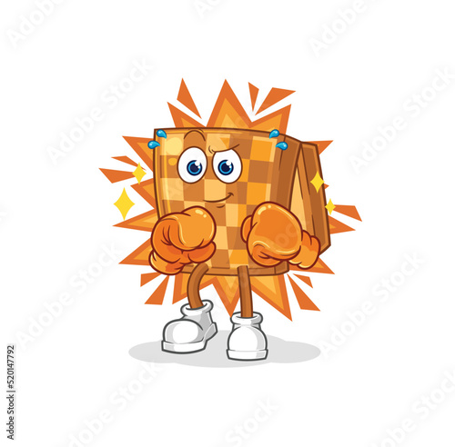 wood chess boxer character. cartoon mascot vector photo