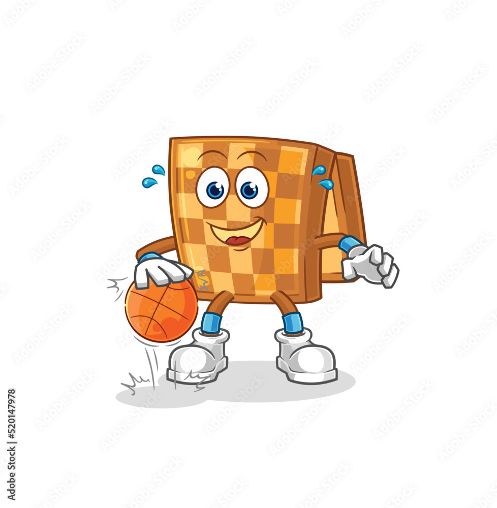 wood chess dribble basketball character. cartoon mascot vector