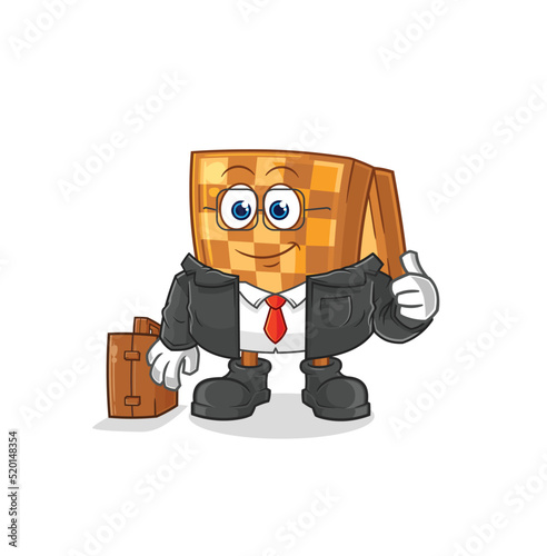 wood chess office worker mascot. cartoon vector